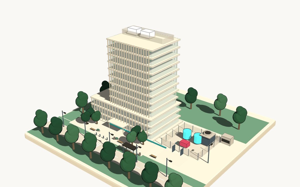 Screenshot of the Estate Twin: a 3D block with lit sensor points and a work-order panel